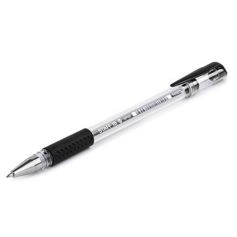 Ручка гелевая черная 0,5мм резиновый держатель STAFF 1/12/1728
