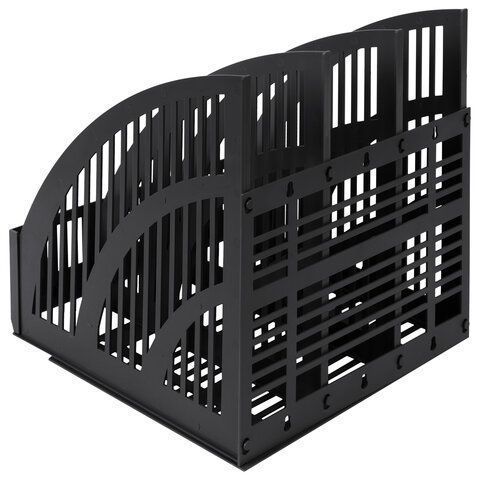 Лоток вертикальный для бумаг 245х250х285мм 3отд сетчатый сборный черный Brauberg Energy 1/17(клиент)