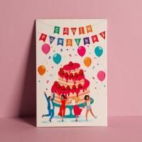 Открытка 12х18см С Днем Рождения, торт 1/10