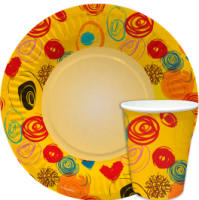 Тарелка картон с рисунком d-180 Романтика 100/1600