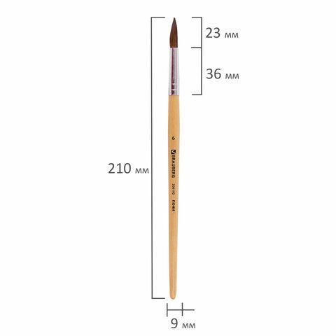 Кисть пони круглая №6 BRAUBERG 1/30