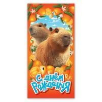 Конверт для денег 16,5x8см С Днем Рождения капибара 10/10