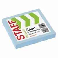 Блок самоклеящийся 76х76мм 100л голубой пастель STAFF 1/12