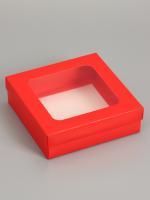 Коробка с окном 200х200х60см картонная красная 5/275