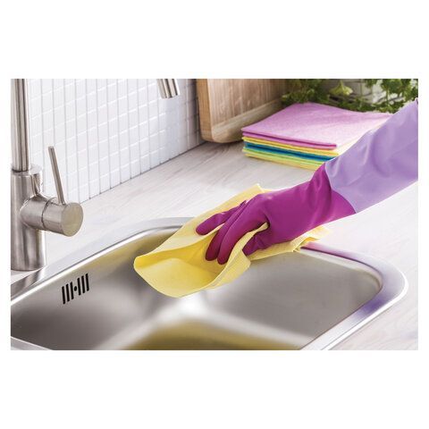 Резиновые перчатки с х/б напыл латекс хозяйств рифл пальцы Роза YORK L 1/48