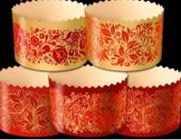 Форма бумажная для куличей d-110мм h-85мм Красная Пасха 1900/1900