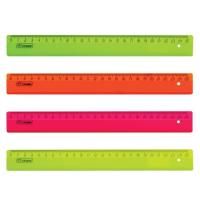 Линейка 25см пластиковая флуоресцентная ассорти СТАММ 1/20/440