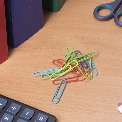 Скрепки 50 мм 50 шт цветные BRAUBERG в картонной коробке 1/10