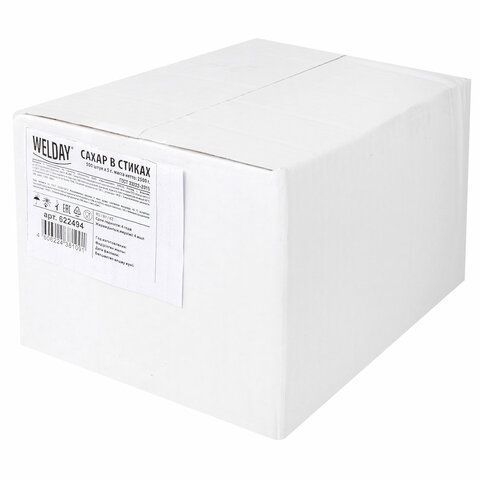 Продукты, Сахар в стиках 5 г картонная упаковка порционный 500 пакетиков WelDay 1/1 (клиент)