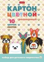 Цветной картон А5 10л 10цв мелованный Ушастики Хатбер 1/50