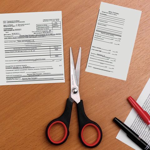 Ножницы 140мм метал черно-красные резиновые вставки SOFT GRIP ОФИСМАГ 1/12/288