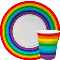 Тарелка картон с рисунком d-180 Радуга 100/1600