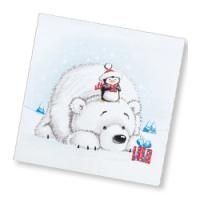 НГ Салфетки (24х24) 1-сл Мишка и пингвин (40) 1/32