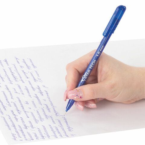 Ручка шариковая масляная PENSAN Star Tech, СИНЯЯ, игольчатый узел 1мм, линия 0,8 мм, 2260/12