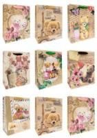 Пакет подарочный бумажный (26х32х10) крафт 1/20