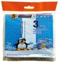 Салфетка губчатая (15х15) целлюлоза (3шт) SCRABBER 1/36