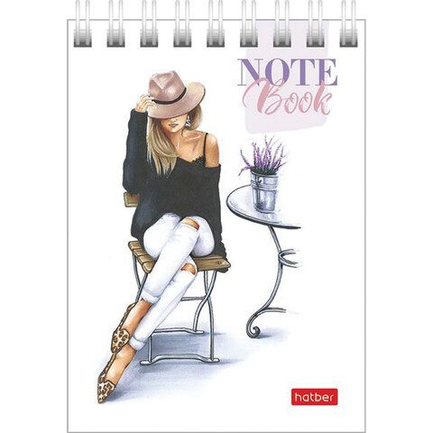 Блокнот 60л А7 75х105мм клетка гребень картон Хатбер Happy time 1/78