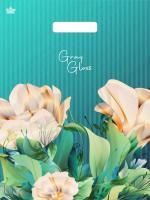 Пакет с вырубной ручкой (31,5х43)-50 Грэй Глосс Цветы Тико 50/500