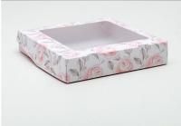 Подарочная коробка с окном 20х20х4см Flowers 1/5/750
