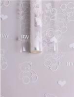 Ролик 70см х8м пленка полипропилен с рисунком Мишки белый 1/10