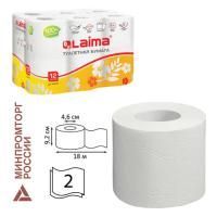 Туалетная бумага евро 2сл белая 12шт.х18м Лайма 1/4