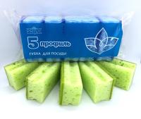 Губка для посуды (5шт) 85х60х40мм Профиль-5 1/40
