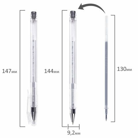 Ручка гелевая серебристаяая 0,5мм линия 0,35мм BRAUBERG EXTRA SILVER 1/12