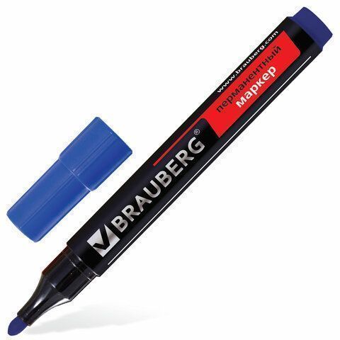 Маркер перманентный синий 3мм круглый наконечник Contract BRAUBERG 1/12/1152