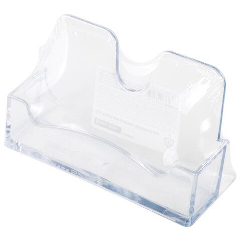 Подставка для визиток 40х100х55мм настольная прозрачная BRAUBERG CLASSIC 1/25 (Клиент)