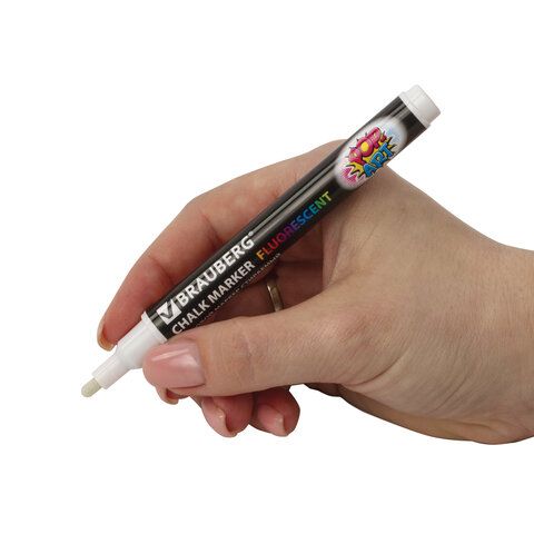 Маркер меловой белый 3,5мм сухостираемый BRAUBERG POP-ART 1/10