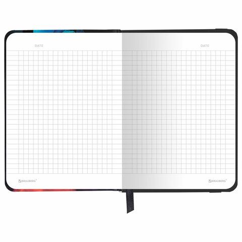 Блокнот 96л А6 109х148мм клетка твердая обложка на резинке BRAUBERG Pigment 1/36