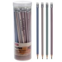 Карандаш ч/гр НВ заточенный трехгранный с ластиком Hatber Dune 1/48