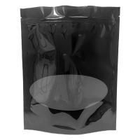 Пакет Zip-Lock Дой-Пак металл черный матовый (13,5х22,5)+ (4,0+4,0) с овальным окном 50/400