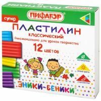 Пластилин 12цв 120г классический стек Эники-Беники Супер ПИФАГОР 1/48