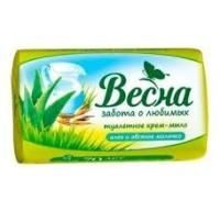 Мыло туалетное 90гр в обертке Весна Алоэ и овсяное молоко 1/72