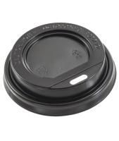 Крышка для бумажных стаканов d 90 мм с открытым питейником черная Атлас 100/1200