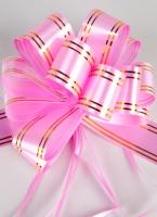 Бант-шар 5см розовый с золотой полосой 10/10