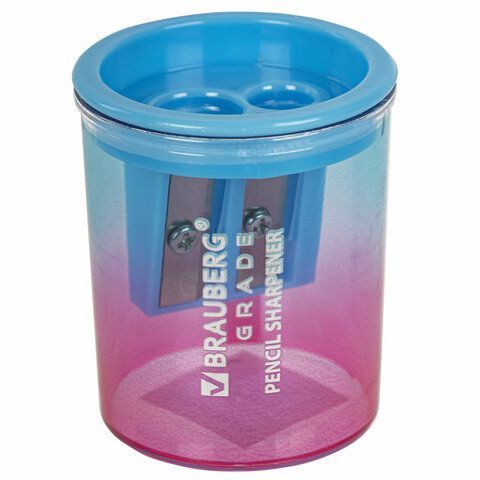 Точилка 2 отверстия с контейнером цвет ассорти Grade BRAUBERG 1/12/720
