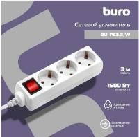 Сетевой фильтр 3м Buro BU-PS3.3/W 3 розетки белый (ПЭТ) 1/1