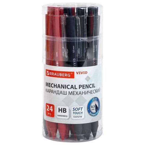 Карандаш мех. 0,5мм НВ soft-touch корпус BRAUBERG VIVID 1/24