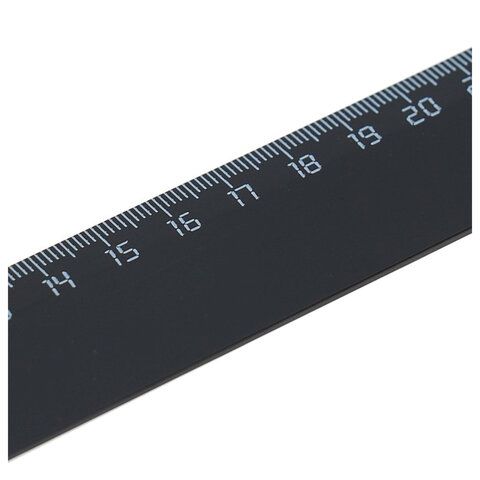 Линейка 30см пластиковая черная СТАММ 1/20/360