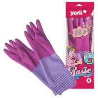 Резиновые перчатки с х/б напыл латекс хозяйств рифл пальцы Роза YORK М 1/48