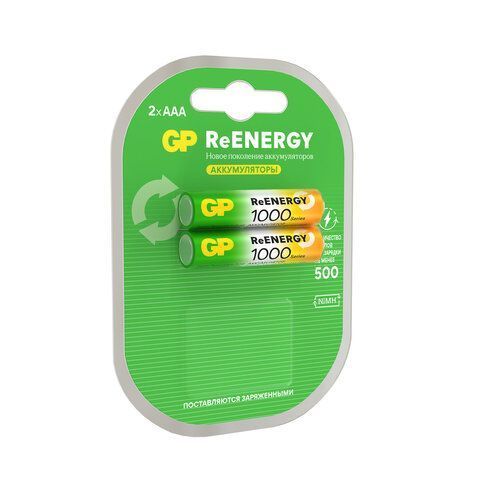 Элемент питания аккумулятор GP ReEnergy Ni-Mh AAA(R03) КОМПЛЕКТ 2шт ёмк 950мАч  (Клиент)