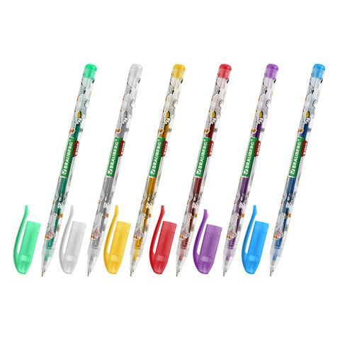 Набор гелевых ручек 06цв узел 1мм линия 0,7мм с блестками BRAUBERG KIDS CUTE ANIMALS 1/24