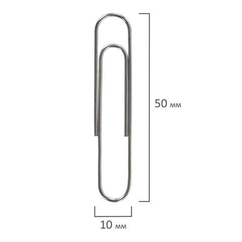 Скрепки 50мм 50шт оцинкованные BRAUBERG 1/10/300