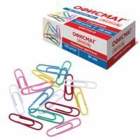 Скрепки 28мм 100шт цветные ОФИСМАГ 1/10/250