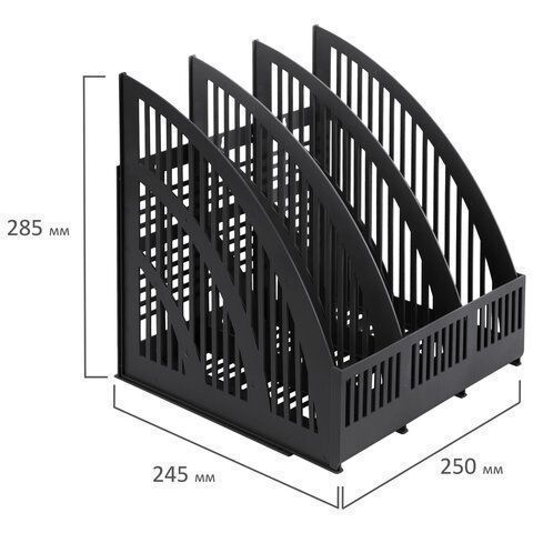 Лоток вертикальный для бумаг 245х250х285мм 3отд сетчатый сборный черный Brauberg Energy 1/17(клиент)