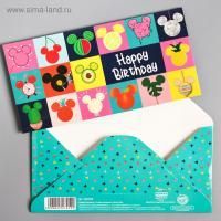 Конверт для денег 16,5х8см С Днем Рождения! Микки Маус 10/10