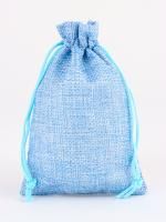 Подарочный мешок холщевый 10х14см голубой 1/10/2000