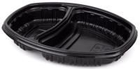 Ланч-бокс ПП 2-сек СпК-257-2 800мл овальный черный ПолиЭр 30/300